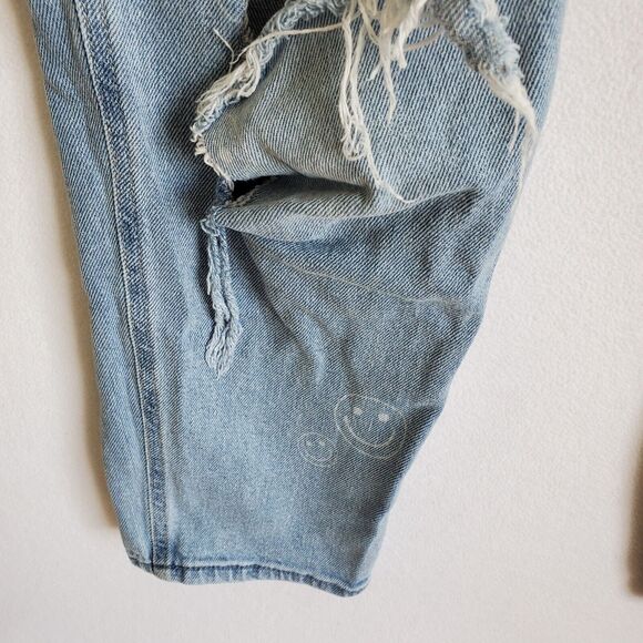 Hollister Face Jeans 9R 29 X 25 1/2 Distressed Ultra High Rise Mom Blue - Picture 8 of 16